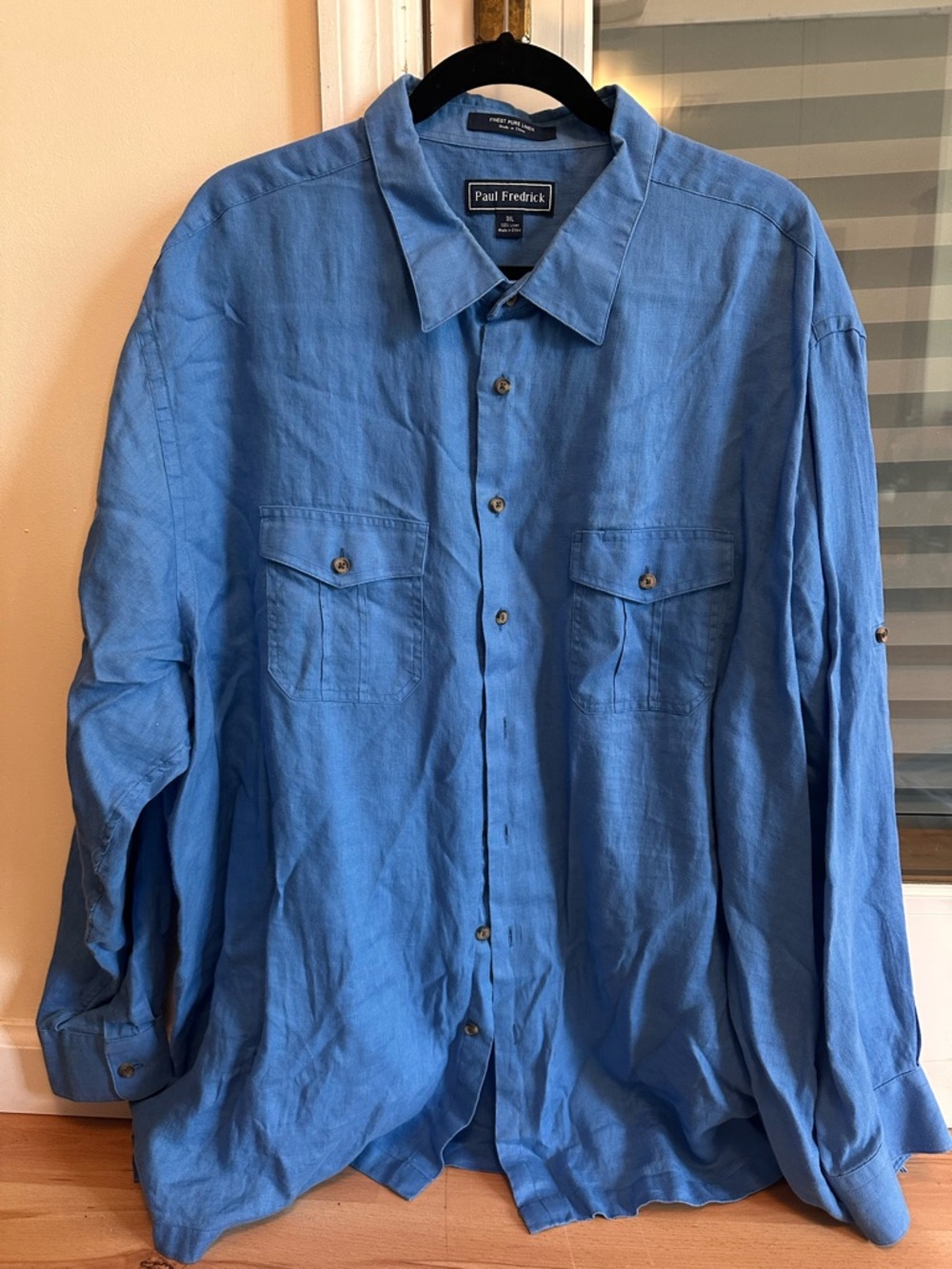 Paul Fredrick Light Blue Linen Button-Down Shirt